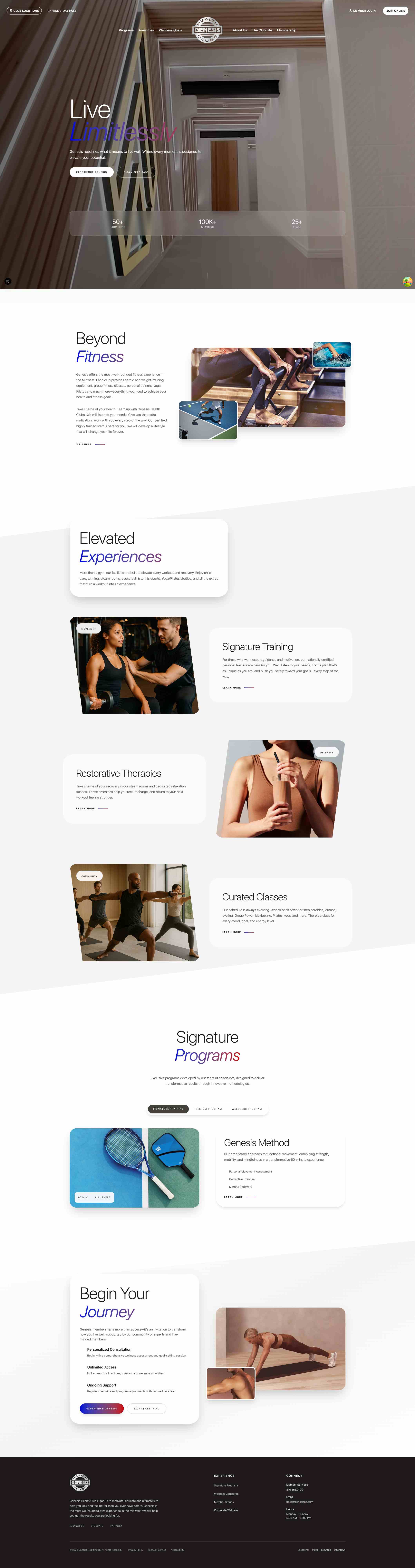 Genesis Health Clubs homepage